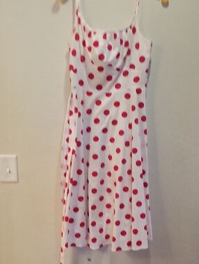 Stop Staring! White And Red Polka Dot Swing Dress M